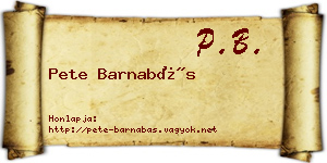 Pete Barnabás névjegykártya